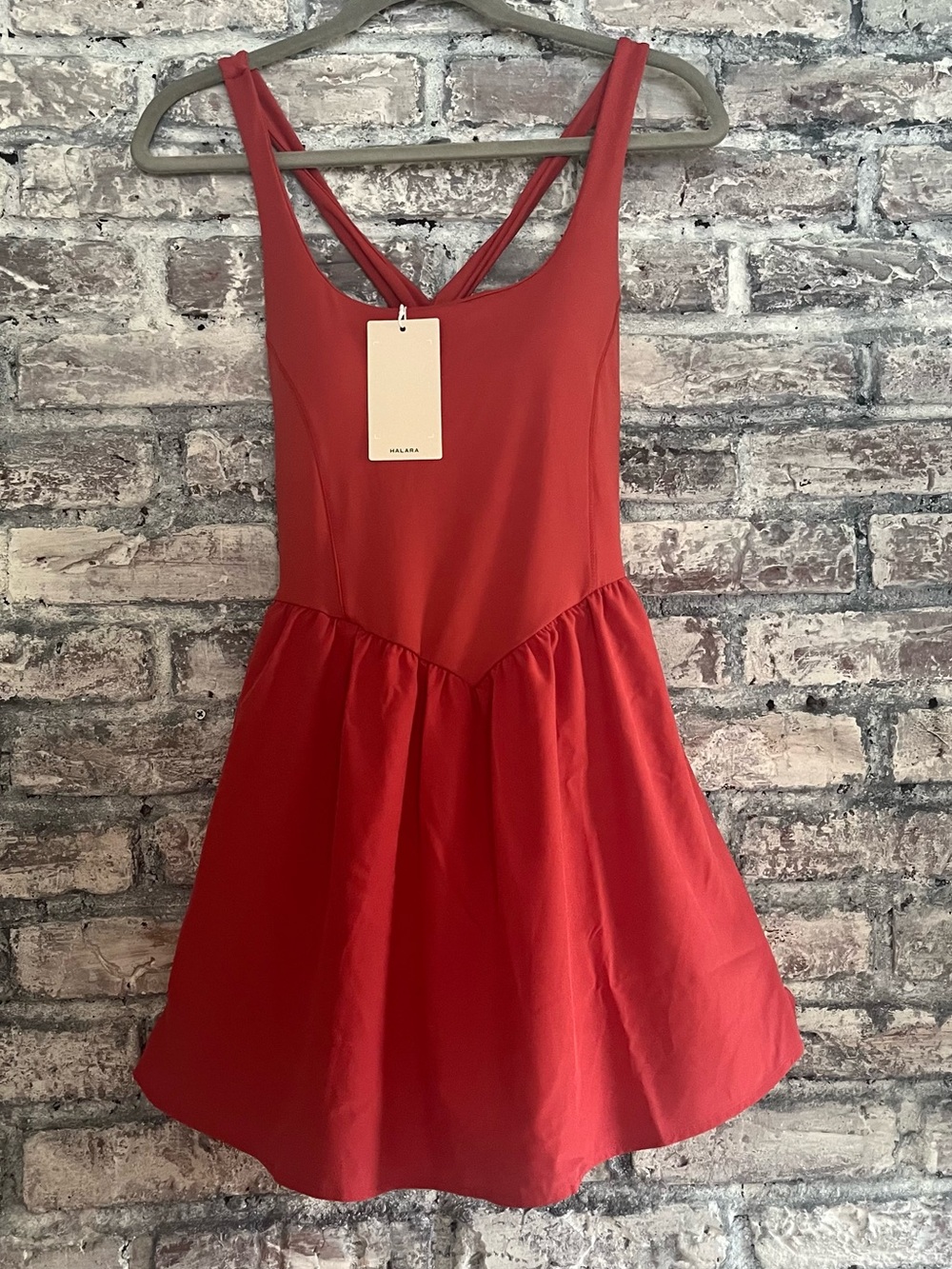 HALARA Play it My Way Dress with built in Shorts/hidden pocket Cross-Back Detail